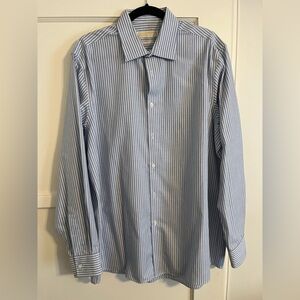 Michael Kors Blue and White Striped Dress Shirt